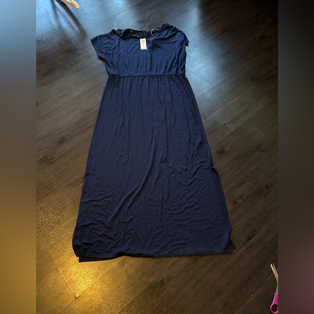 New with tags Chicos cross back maxi dress navy blue size 3 us 16 xl